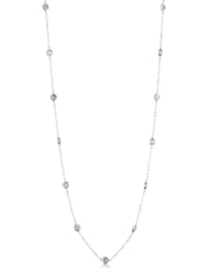CZ by Kenneth Jay Lane "Radiant Rounds" Rhodium-Plated Cubic Zirconia Bezel Stations Necklace