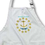 State Flag Of Rhode Island - Medium Length Apron With Pouch Pockets 22w X 24l
