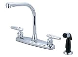 Chrome Kitchen Faucet *2 SET Bullet Handle Inserts* Hi Arc Swivel Spout 4 Hole Sprayer