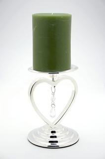 Silver Heart Pillar Holder