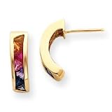 10k Multi-Colored Created Sapphire Post Hoop Earrings