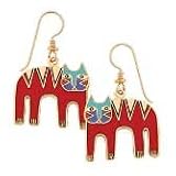 Clearly Charming Tiger Red Drop Earrings by Laurel Burch ( cat jewelry, kitten, kitty, feline, animal)