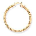14k Polished 3mm Twisted Hoop Earrings