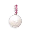 14k White Gold Pink Sapphire and Cultured Freshwater Pearl Slide