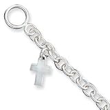 Sterling Silver Dangling Cross Charm Bracelet - 7.5 inch
