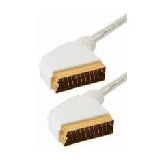 Scartkabel Scartstecker auf Scartstecker, 3,0 m, transparent-wei�