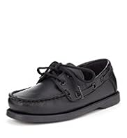 Leather Boat Lace Up School Shoes