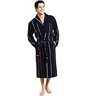 Pure Cotton Striped Velour Dressing Gown