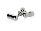 Unique Silver Capsule Cufflinks with Brushed and Chrome Finish with Presentation Box