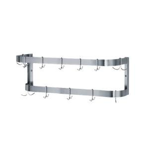 See 3' Pot and Pan Rack - Double Bar - Wall Mount - 12 Hooks - Stainless Steel - Advance Tabco SW-36