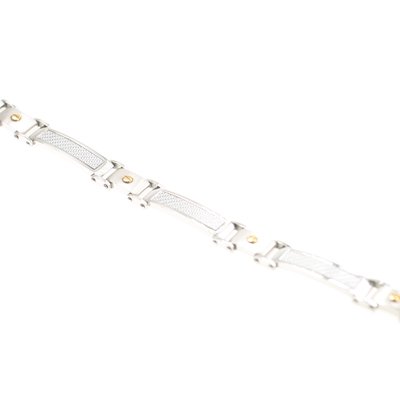 Click here to buy 316L Stainless Steel Bracelet with white carbon fiber and IP coated gold screws. Length: 8.5 by ToltecTraders.com.