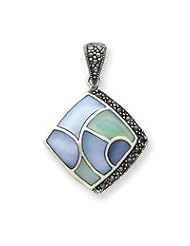 Sterling Silver Marcasite and Mother of Pearl Pendant
