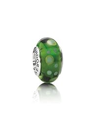 Pandora Silver Green Bubbles Murano