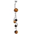 Semi Precious Tiger Eye Stone Vine Dangle Belly Ring