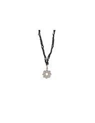 Baroni Flower Mandala Macrame Necklace in Sterling Silver