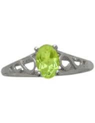 10 Karat White Gold Genuine Peridot Oval Gemstone Baby Ring