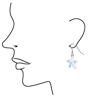 Star Shape Clear Swarovski Crystal Sterling Silver French Ear Wire Hook Dangle Earrings under The Jewelry Store