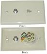 Satellite Wall Plate, F-Pin Connector + Telephone Jack, Ivory