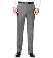 Big & Tall Collezione Wool Rich Flat Front Striped Trousers