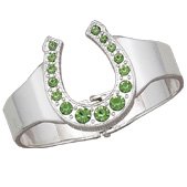 Silver-tone Cuff Bracelet with Peridot Rhinestone Horseshoe