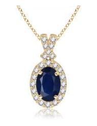 0.72 ct Oval Sapphire and Diamond Vintage Pendant Necklace