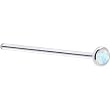 Solid 14KT White Gold 2mm Synthetic Opal Straight Fishtail 3/4 - 18 Gauge