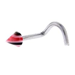 Black Red Striped Cone Nose Ring