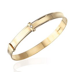 Children's Jewelry - 14K Gold Diamond Blank Band Bangle