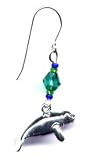 Blue & Green Manatee Earrings Sterling Silver Jewelry