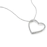 14K White Gold Heart 0.25Ct Heart Diamond Pendant With Chain Wear Dual Style Free Shipping
