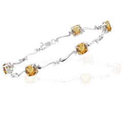 0.03 Cts Diamond and 4.23 Cts Citrine Bracelet in 14K White Gold by mycitrinejewelry