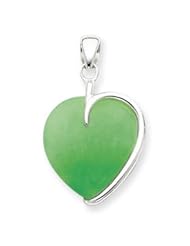 Sterling Silver Green Jade Heart Pendant