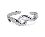 10 KT solid White Gold Toe Ring 10k Toering Cubic Zirconia