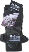 On Stage GSA10 Guitar Strap with Grip Clip, Black