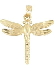 10k Yellow Gold Dragonfly Bug Fashion Charm Womens Ladies Teens Necklace Pendant