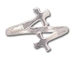 Solid Sterling Silver Crosses Adjustable Ring