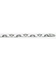 8mm 14k Fancy White Gold Link Bracelet 9"