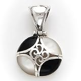 Sterling Silver Black Onyx & Mother Of Pearl Pendant
