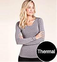 Heatgen Long Sleeve Metallic Striped Thermal Top
