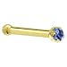 Solid 14KT Yellow Gold 1.5mm Genuine Blue Sapphire Nose Bone - 20 Gauge