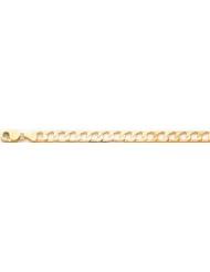 14k Italy Yellow Gold 7mm Flat Mariner Square Cuban Curb Link Chain Bracelet 8.5" Inches