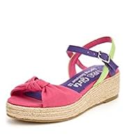 Open Toe Knot Colour Block Wedges