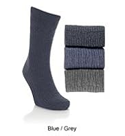 3 Pairs of Non Elastic Cotton Rich Socks with Silver Technology