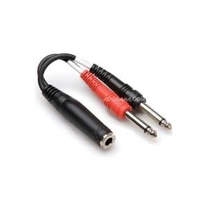 HOSA STEREO 1/4 PHONE (F) - TWO MONO (1-TIP AND 1-RING) 1/4 PHONE (M), 6 in.