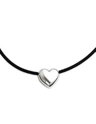 Sterling Silver Heart Black Rubber Necklace
