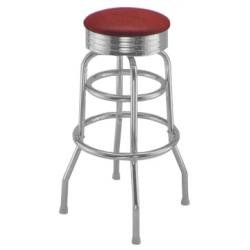 Click here to buy Richardson Retro Round Top Bar Stool - Chrome Frame: Walnut (T2) by KegWorks.