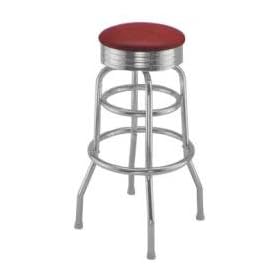 Click here to buy Richardson Retro Round Top Bar Stool - Chrome Frame: Red (T12) by KegWorks.