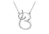 Cubic Zirconia Letter B Script Initial Pendant : .925 Sterling Silver - 0.15 CT TGW