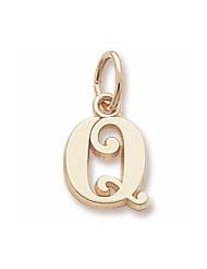 Rembrandt Charms, Letter Q Charm in Solid Sterling Silver or Gold