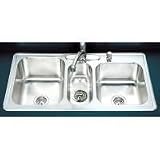 Houzer Premiere Gourmet Series PGT43221 41 Top Mount Triple Bowl Stainless Steel Sink with 18-Gauge, 9, 5-1/2 & 8 Depth, StoneGuard Undercoating and Included Strainer & Colander